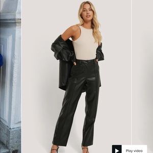 Leather Pants: NA-KD Black PU mid rise pants